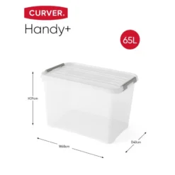Curver Handy+ Opbergbox - 65L - 6 stuks - Transparant met deksel
