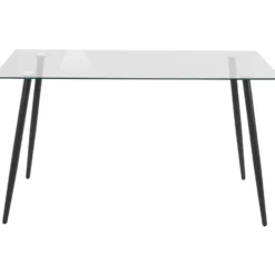 Danny - 140x80 cm 6-persoons eettafel metaal / helder glas