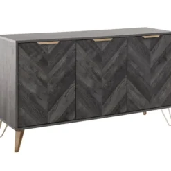 Dark Wood - Dressoir met 3 zwarte houtlook deuren