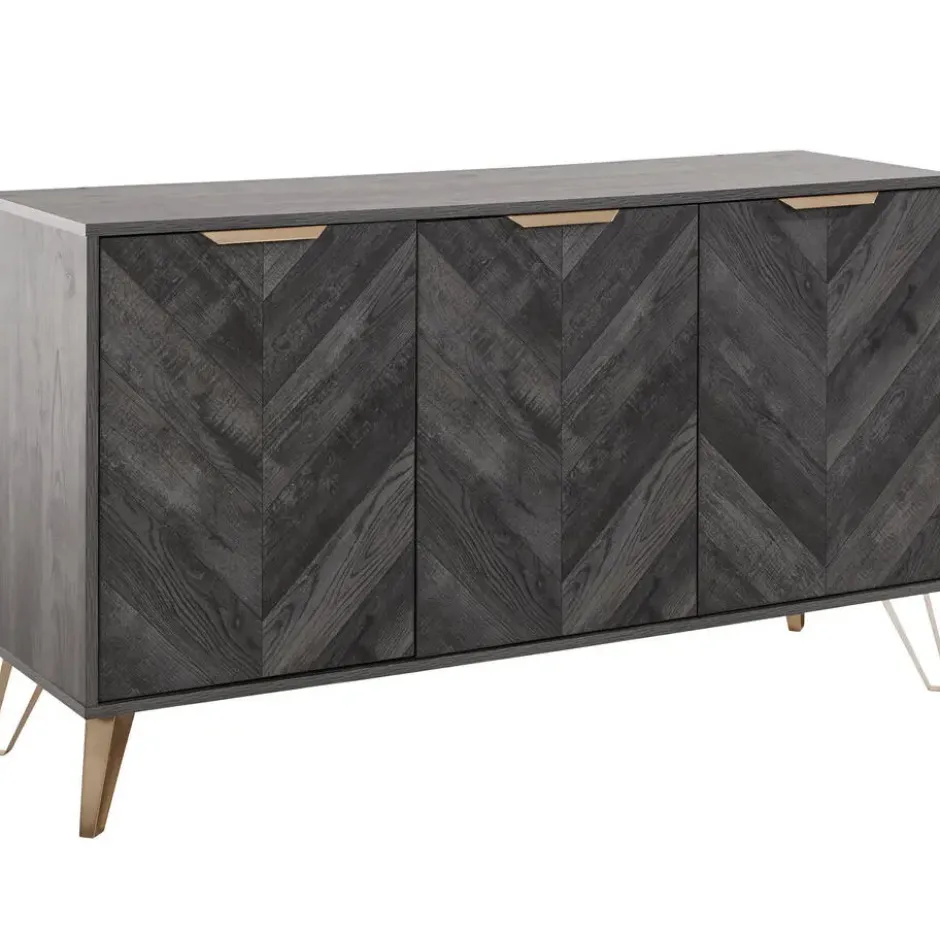 Dark Wood - Dressoir met 3 zwarte houtlook deuren