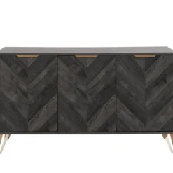 Dark Wood - Dressoir met 3 zwarte houtlook deuren