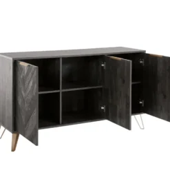 Dark Wood - Dressoir met 3 zwarte houtlook deuren