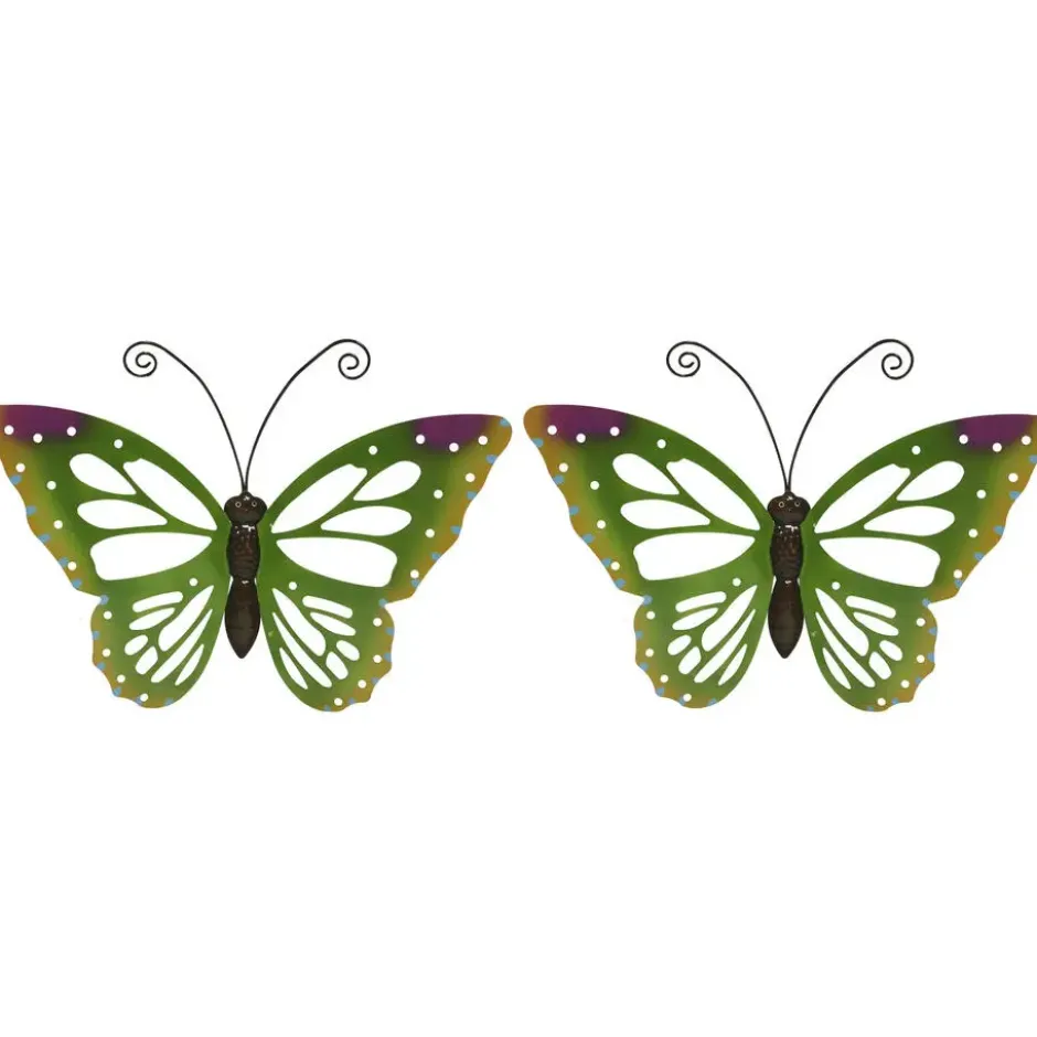 Decoris Grote muurvlinder - groen - 51 x 38 cm - tuindecoratie