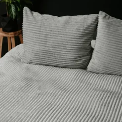 Dekbedovertrek Teddy Rib 140x220 – Fluweelzacht & Knus Design - Grijs