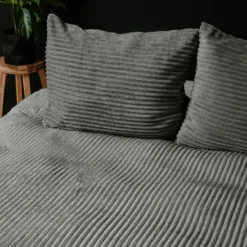 Dekbedovertrek Teddy Rib 200x220 – Fluweelzacht & Knus Design - Grijs