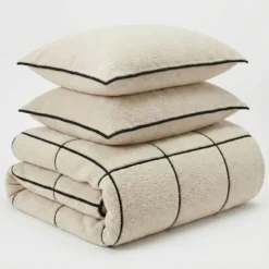 Dekbedovertrek Teddy Trim Beige 200x220 – Zacht & Warm – Incl. 2 Kussenslopen