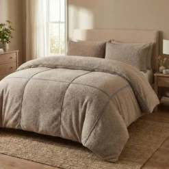 Dekbedovertrek Teddy Trim Bruin 240x220 – Zacht & Warm – Incl. 2 Kussenslopen