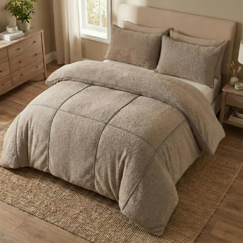 Dekbedovertrek Teddy Trim Bruin 200x220 – Zacht & Warm – Incl. 2 Kussenslopen