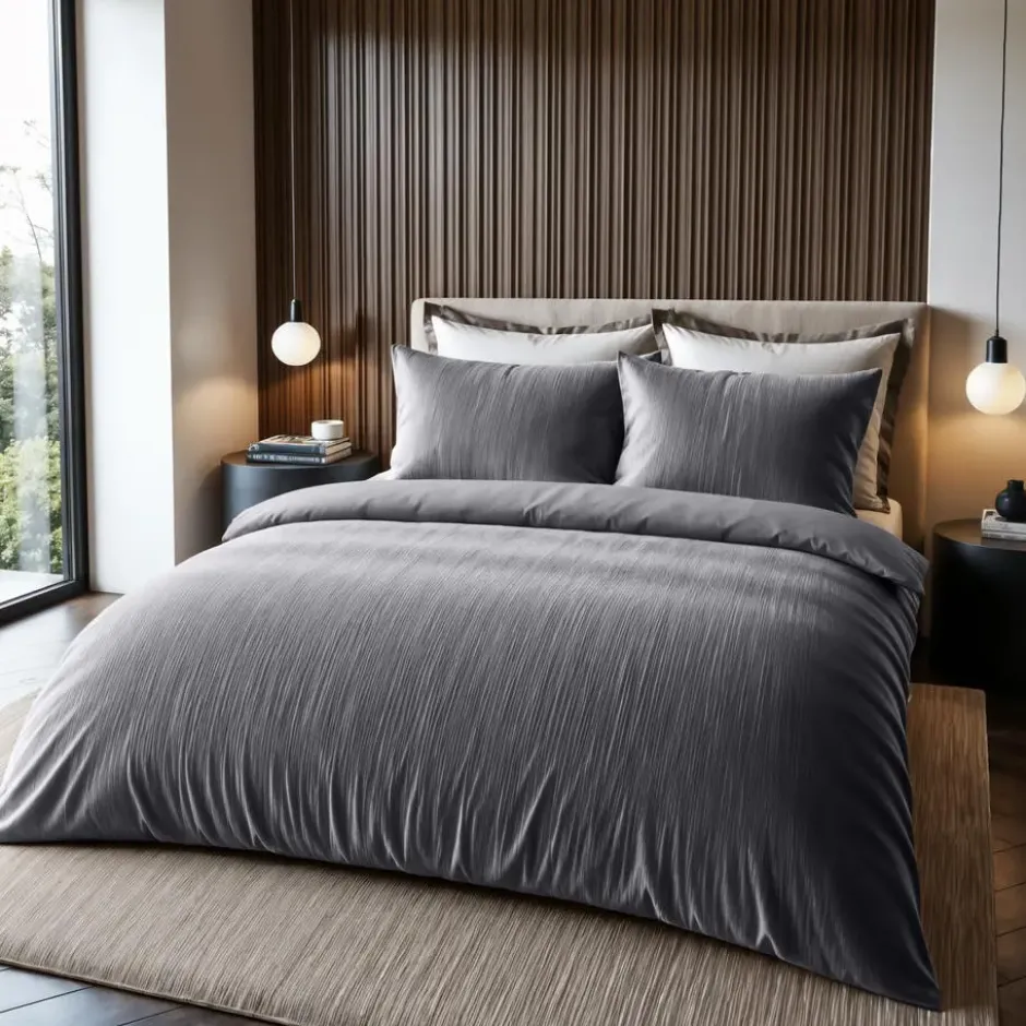 Dekbedovertrek Velvet Cartier 200x220 – Fluweelzacht Uni Design – Antraciet