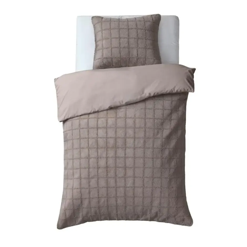 Dekbedovertrek 140x220 – Furry Check Design & Zacht Warm Fleece