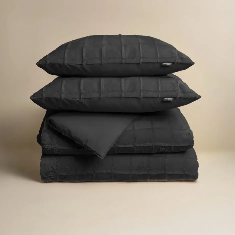 Dekbedovertrek 240x220 – Furry Check Design & Zacht Warm Fleece