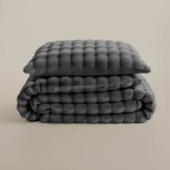 Dekbedovertrek 240x220 – Pompom Design & Warm Flanel Fleece - Antraciet