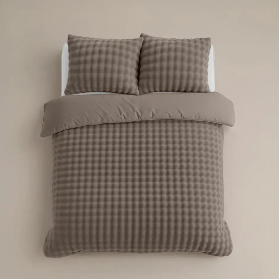 Dekbedovertrek 200x220 – Pompom Design & Warm Flanel Fleece - Taupe