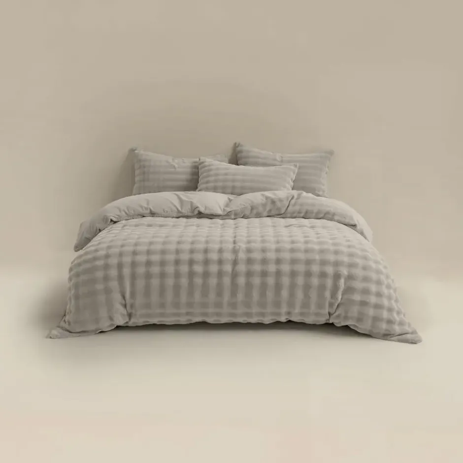 Dekbedovertrek 240x220 – Pompom Design & Warm Flanel Fleece - Beige