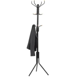 Design Kapstok - 12 Haken - Staande kapstok - 182 cm - Zwart