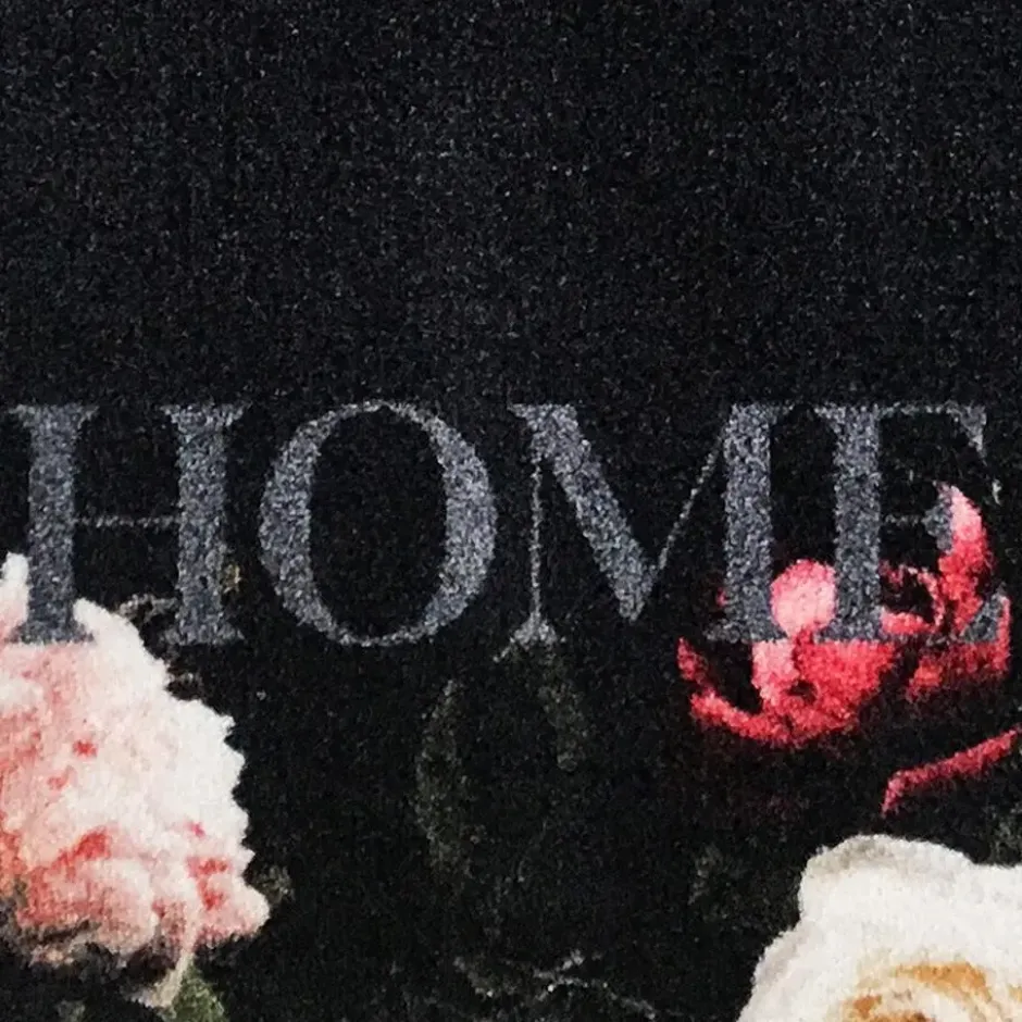 Deurmat Pink Roses antraciet - 66x150 cm