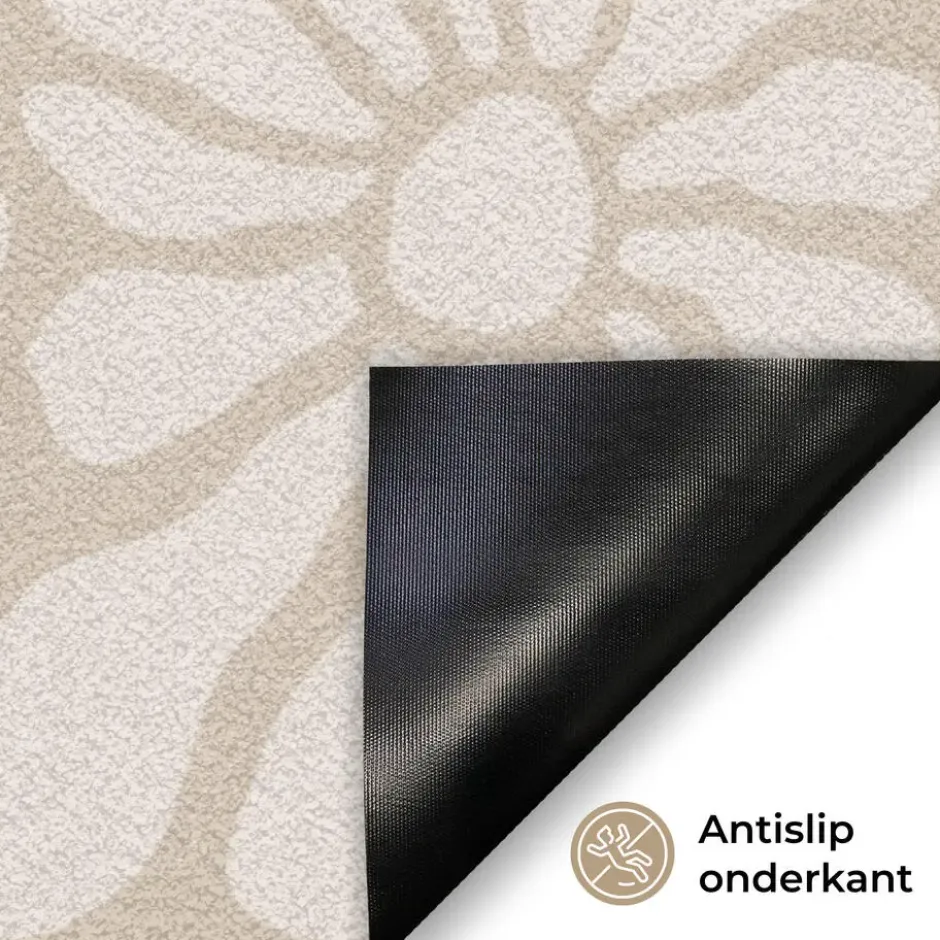 Deurmat 60x40 cm Bloemen - Print - Beige - Bruin - Minimalistisch