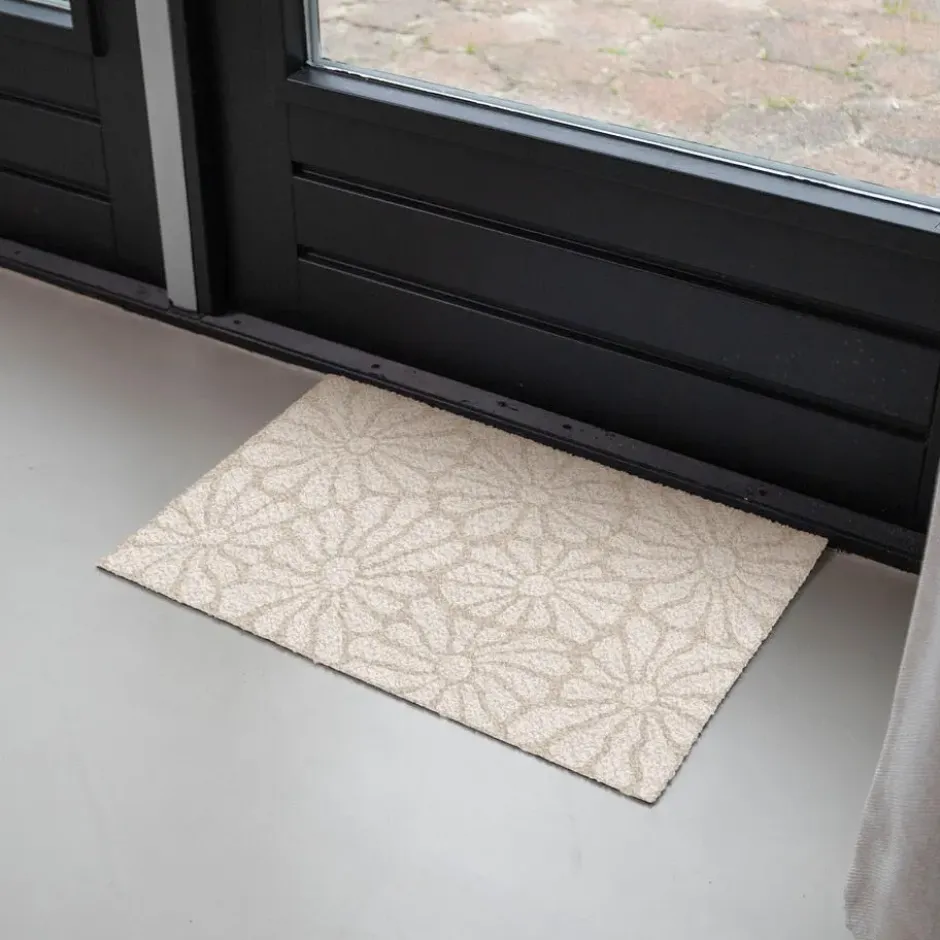Deurmat 60x40 cm Bloemen - Print - Beige - Bruin - Minimalistisch