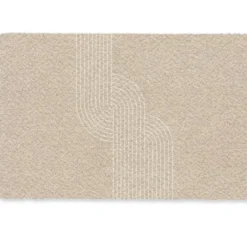 Deurmat 60x40 cm Parallelle lijnen - Lichte textuur - Beige