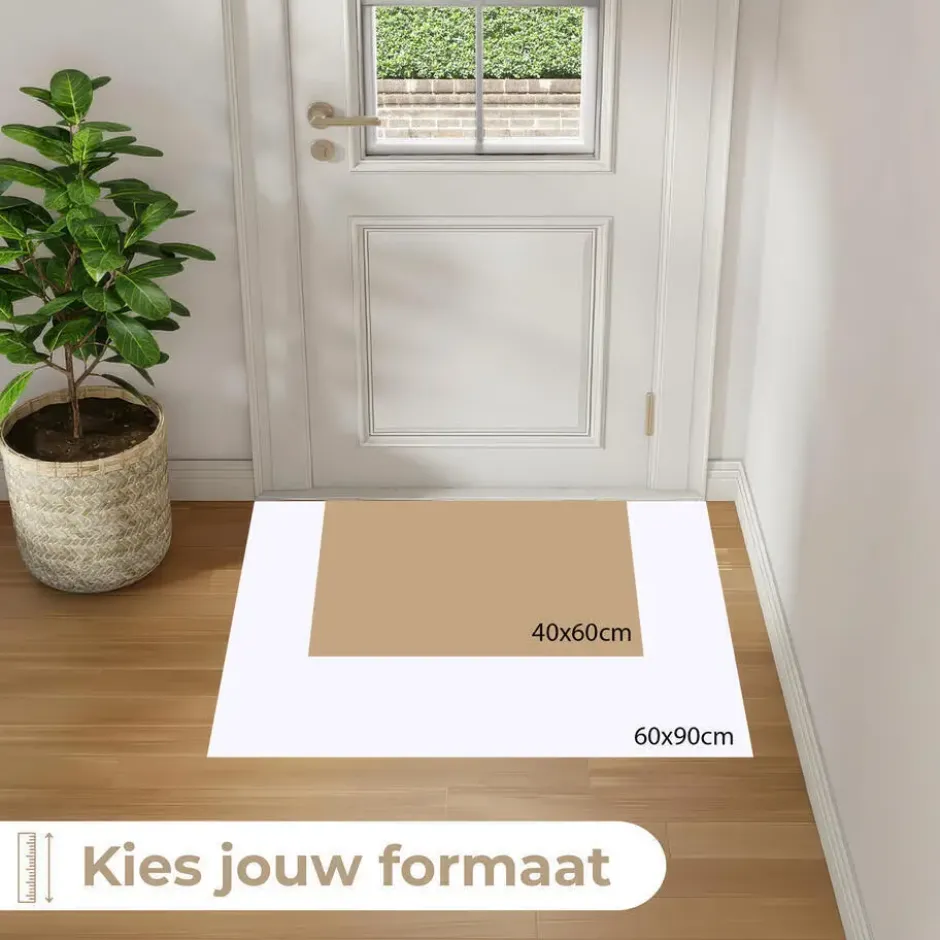 Deurmat 60x40 cm Schaakbord print - Groen - Beige - Blokjes