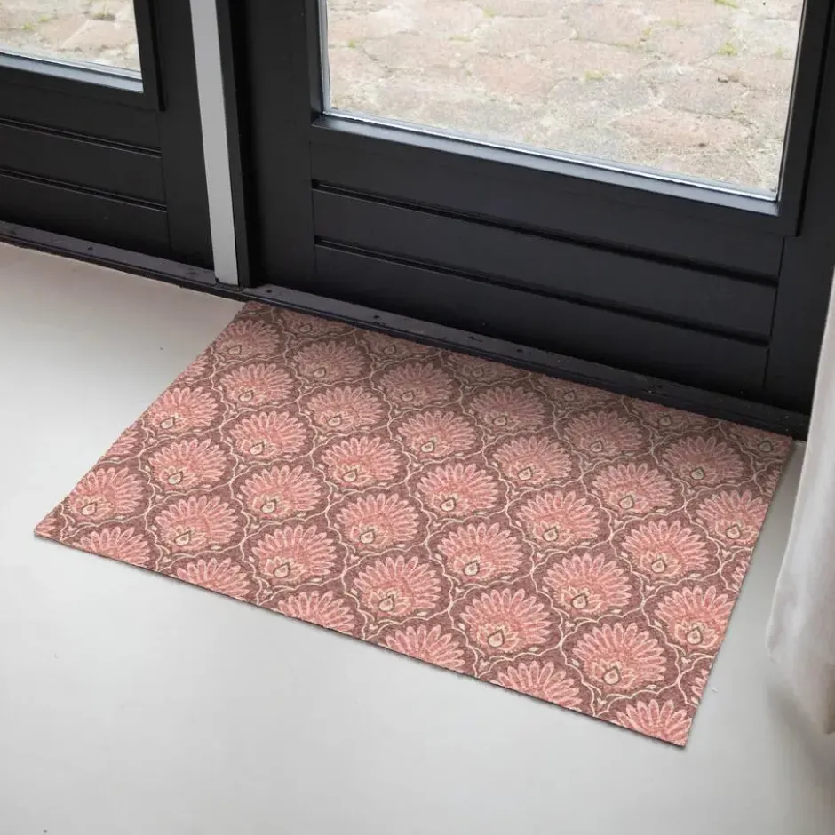Deurmat 90x60 cm Waaiermotief - Patroon - Roze