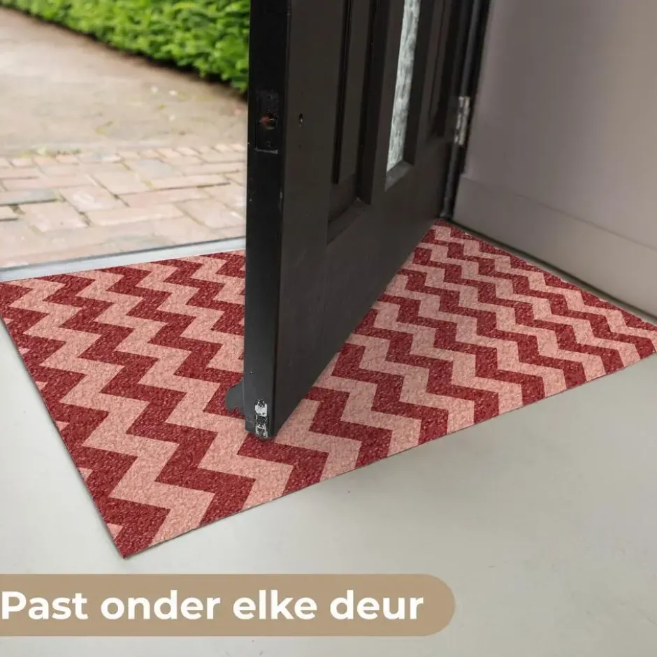 Deurmat 90x60 cm Zigzag - Strepen - Patroon - Rood