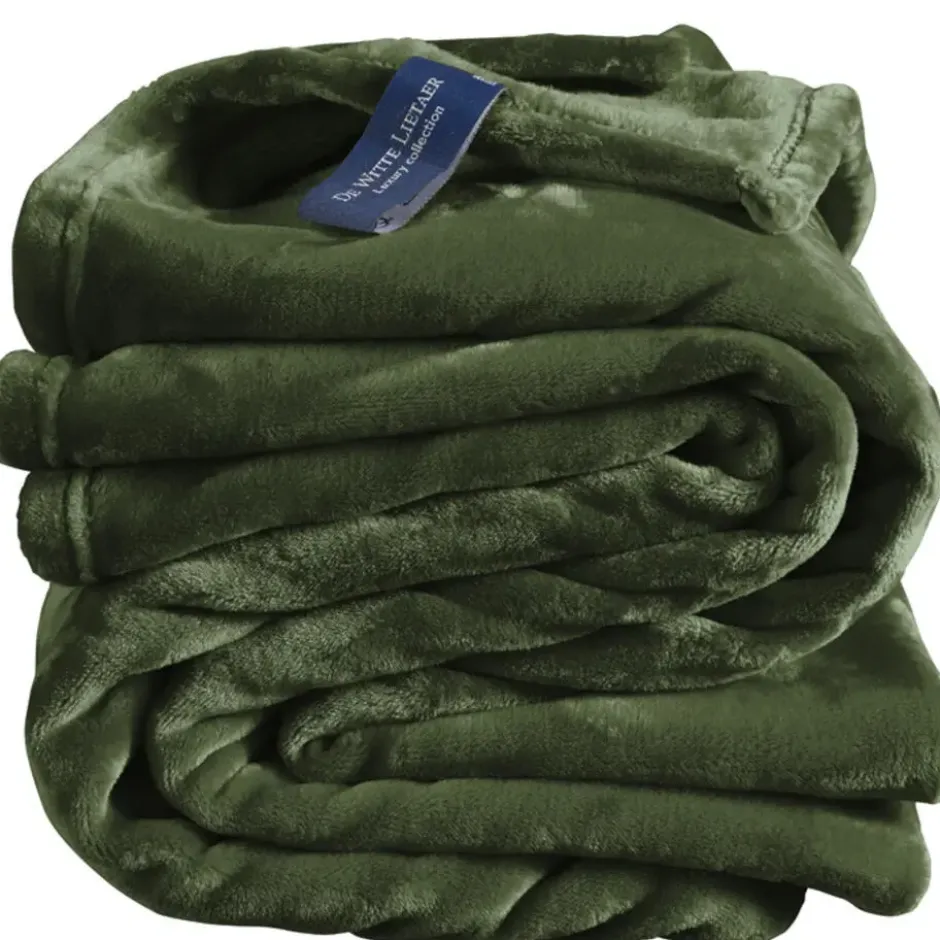 De Witte Lietaer Fleece deken Cosy Khaki - 150 x 200 cm - Groen