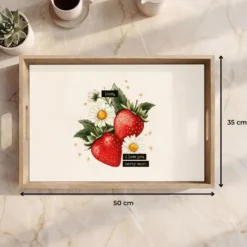 Dienblad 50x35 cm Aardbeien - Madeliefjes - Quote - Sterretjes