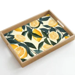Dienblad 50x35 cm Citroenen - Vruchten - Bladeren - Geel - Groen - Beige