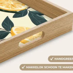 Dienblad 50x35 cm Citroenen - Vruchten - Bladeren - Geel - Groen - Beige