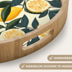 Dienblad 40x40 cm Citroenen - Vruchten - Bladeren - Geel - Groen - Beige