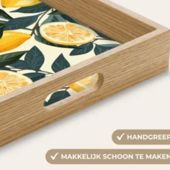 Dienblad 40x30 cm Citroenen - Vruchten - Bladeren - Geel - Groen - Beige