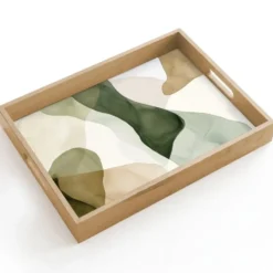 Dienblad 40x30 cm Japandi - Abstract - Groen