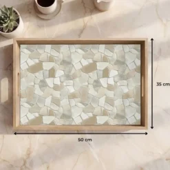Dienblad 50x35 cm Mozaïek - Stenen - Beige
