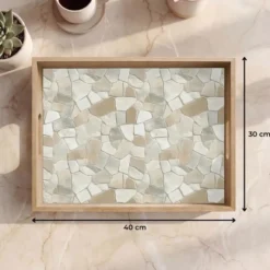 Dienblad 40x30 cm Mozaïek - Stenen - Beige