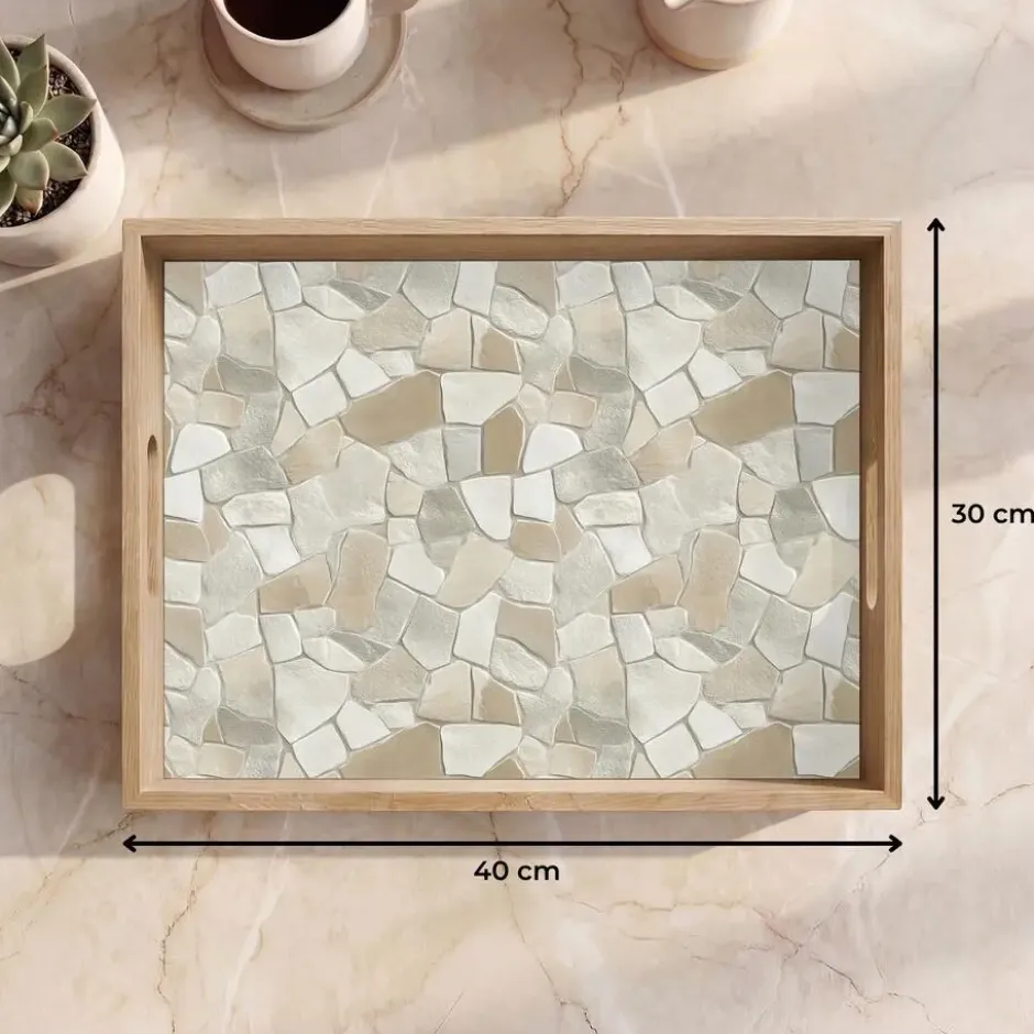 Dienblad 40x30 cm Mozaïek - Stenen - Beige