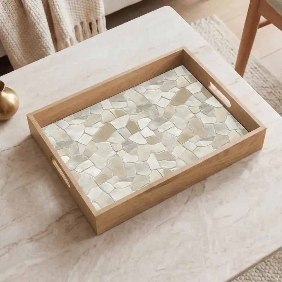 Dienblad 40x30 cm Mozaïek - Stenen - Beige