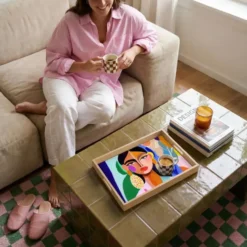Dienblad 50x35 cm Portret - Vrouw - Modern