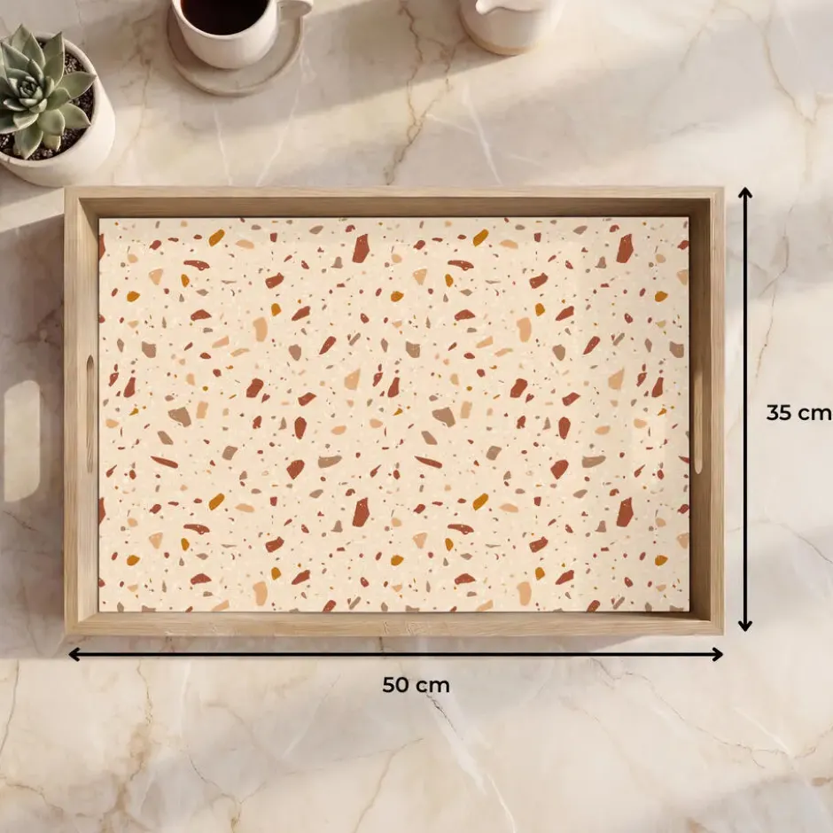Dienblad 50x35 cm Terrazzo - Patroon - Kleurrijk - Steen