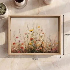 Dienblad 40x30 cm Wilde bloemen - Penseelstreken - Rustgevend