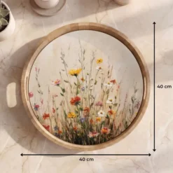Dienblad 40x40 cm Wilde bloemen - Penseelstreken - Rustgevend
