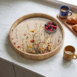 Dienblad 40x40 cm Wilde bloemen - Penseelstreken - Rustgevend