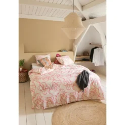 Dindi Home - Dekbedovertrek Pink Party - 200x220 cm - Off White / Roze