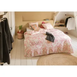 Dindi Home - Dekbedovertrek Pink Party - 200x220 cm - Off White / Roze