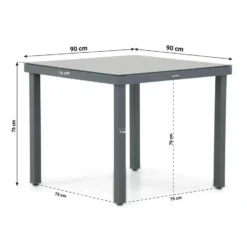 Dining Tuintafel vierkant 90 x 90 cm Grijs Porto