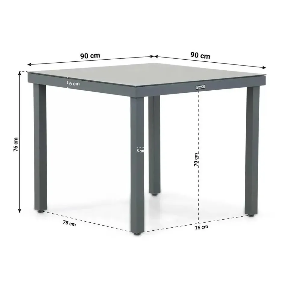 Dining Tuintafel vierkant 90 x 90 cm Grijs Porto