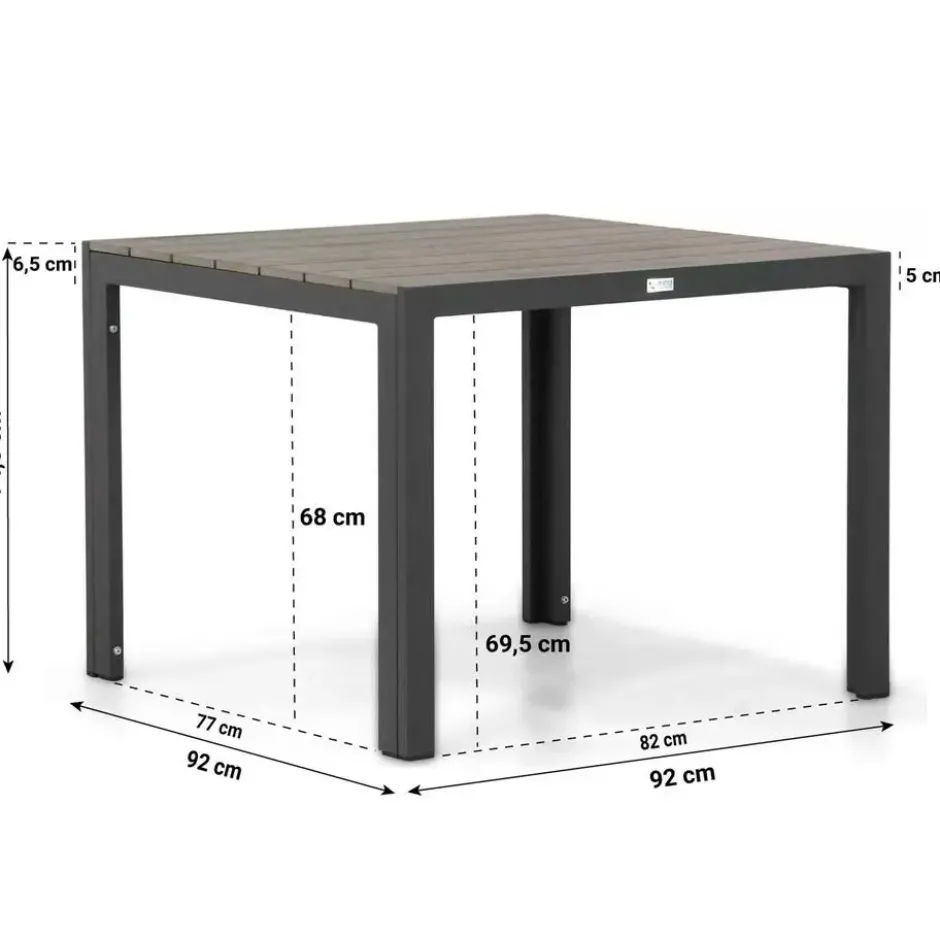 Dining Tuintafel vierkant 92 x 92 cm Grijs Young