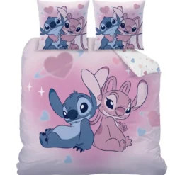 Disney Lilo & Stitch Dekbedovertrek Bisous 240 x 220 cm + 2 x 63 x 63 cm - Katoe
