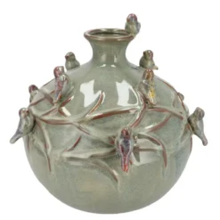 DK Design Vaas Vogels - mosgroen - D29 x H28 cm