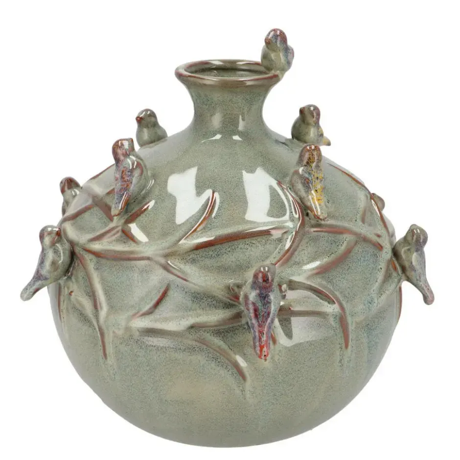 DK Design Vaas Vogels - mosgroen - D29 x H28 cm
